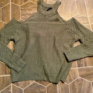 Poof! Cold shoulder sweater size large